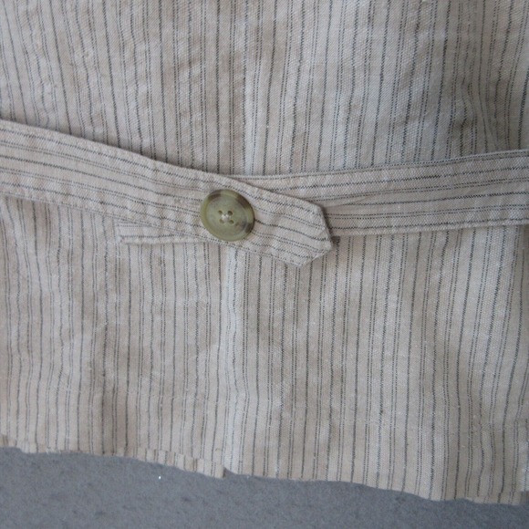 Poetry Hemp Stripe Beige Mandarin Collar Boxy Jacket Top - Picture 12 of 13